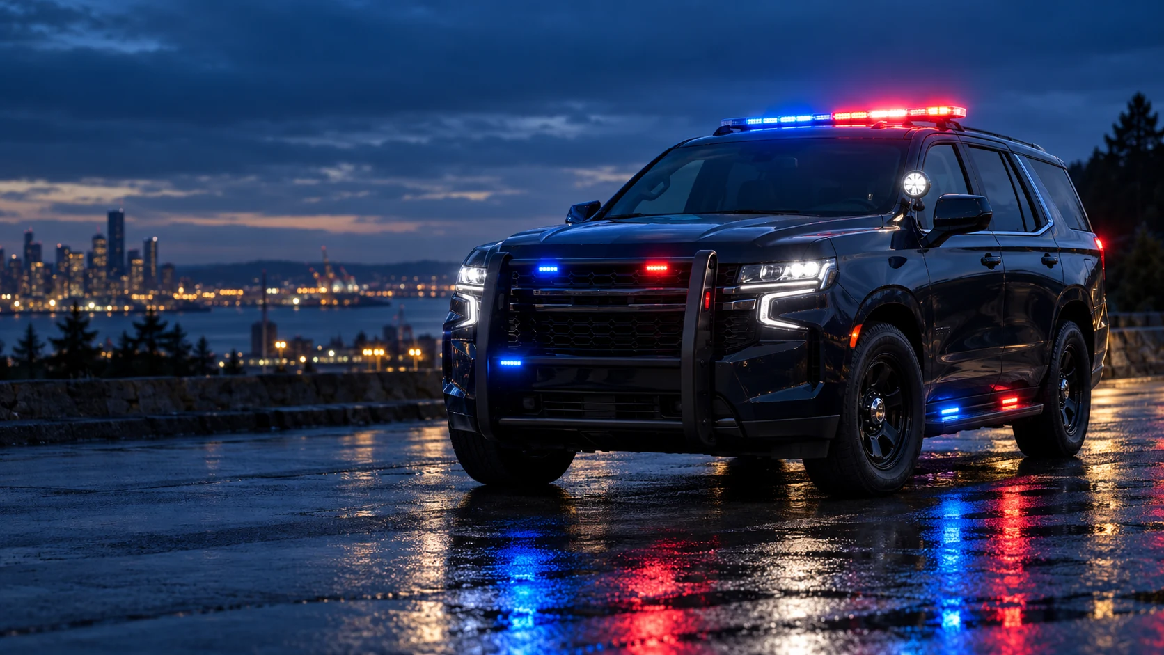Police Tahoe at night