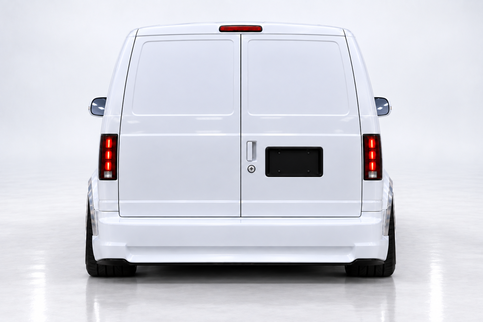 Rear cargo doors on the approved white Astro van